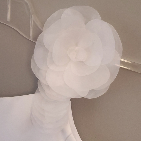 David's Bridal Flower Girl - spaghetti strap asymmetrical tiered organza gown - Picture 5 of 6